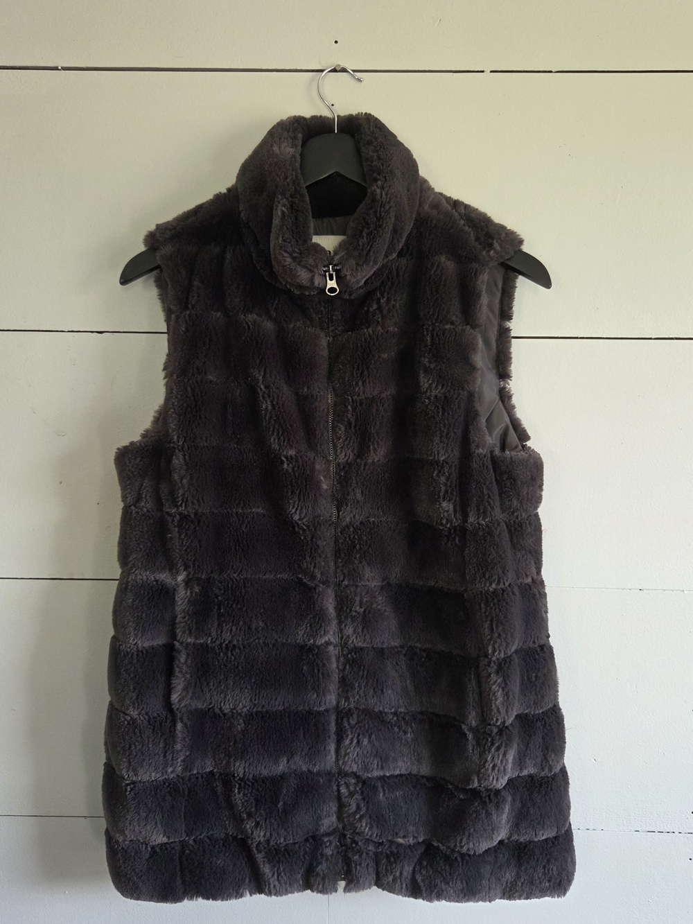 Dylan Gray Faux Fur Puffer Vest Full Zip Lined Women's M